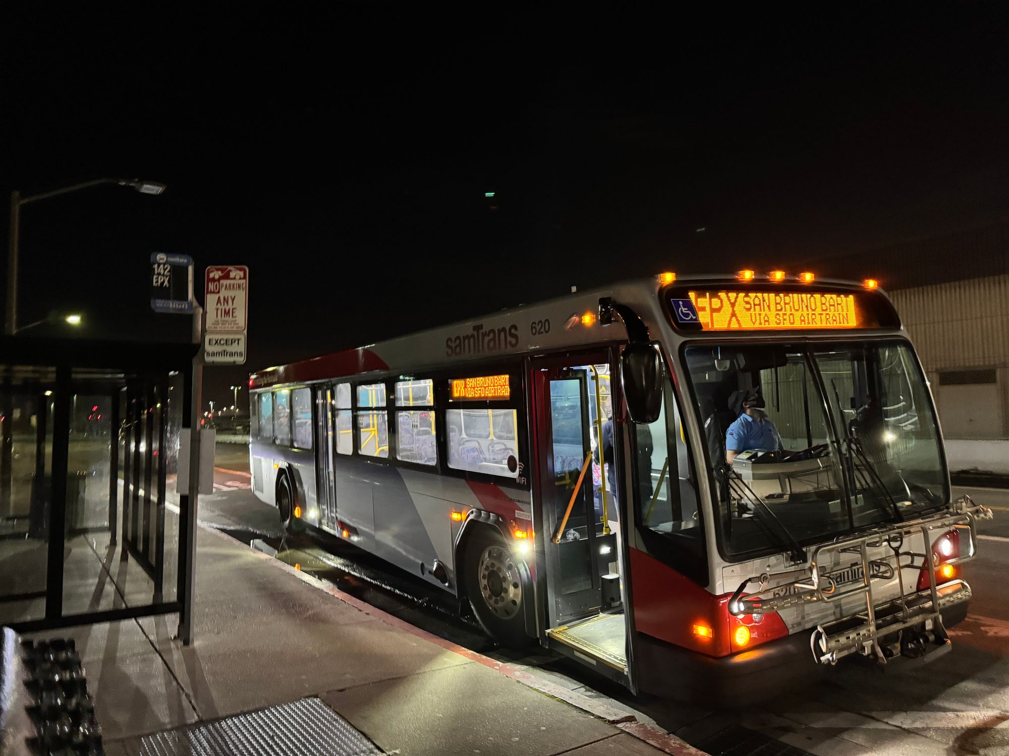 My First Ride on SamTrans EPX Bus From East Palo Alto to SFO Airport