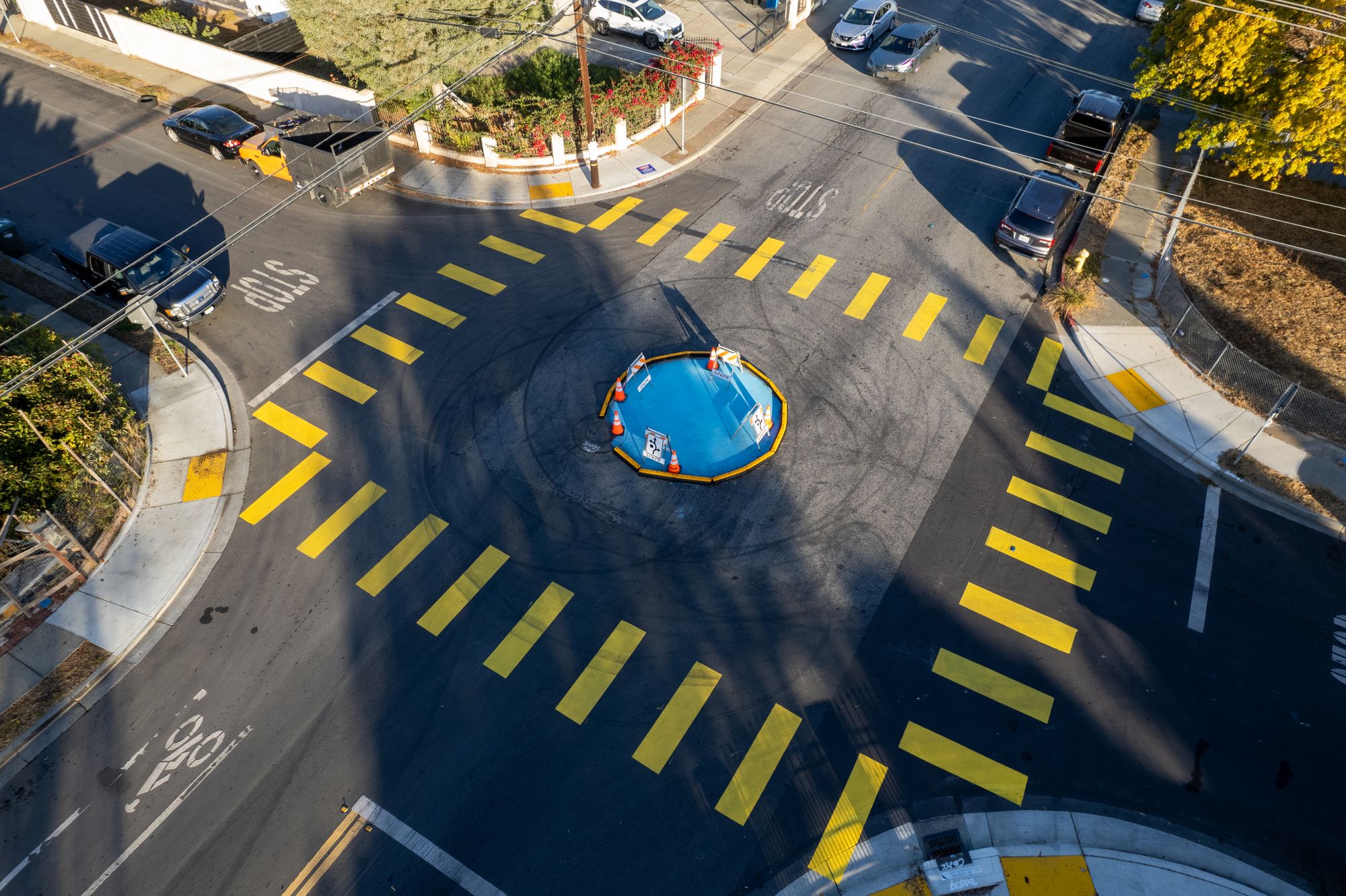 Temporary Traffic Circle Installed at Fordham & Notre Dame