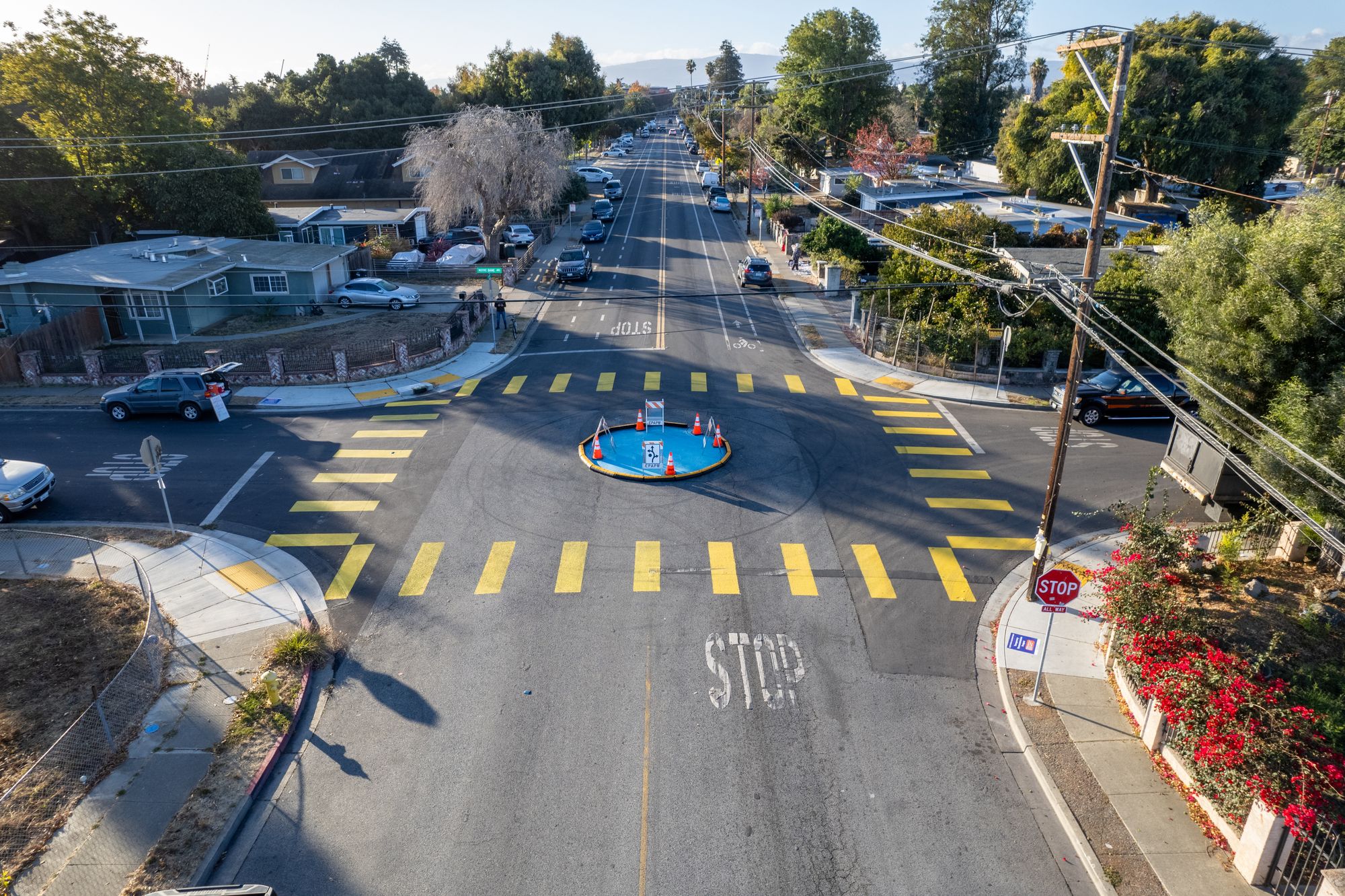 Temporary Traffic Circle Installed at Fordham & Notre Dame