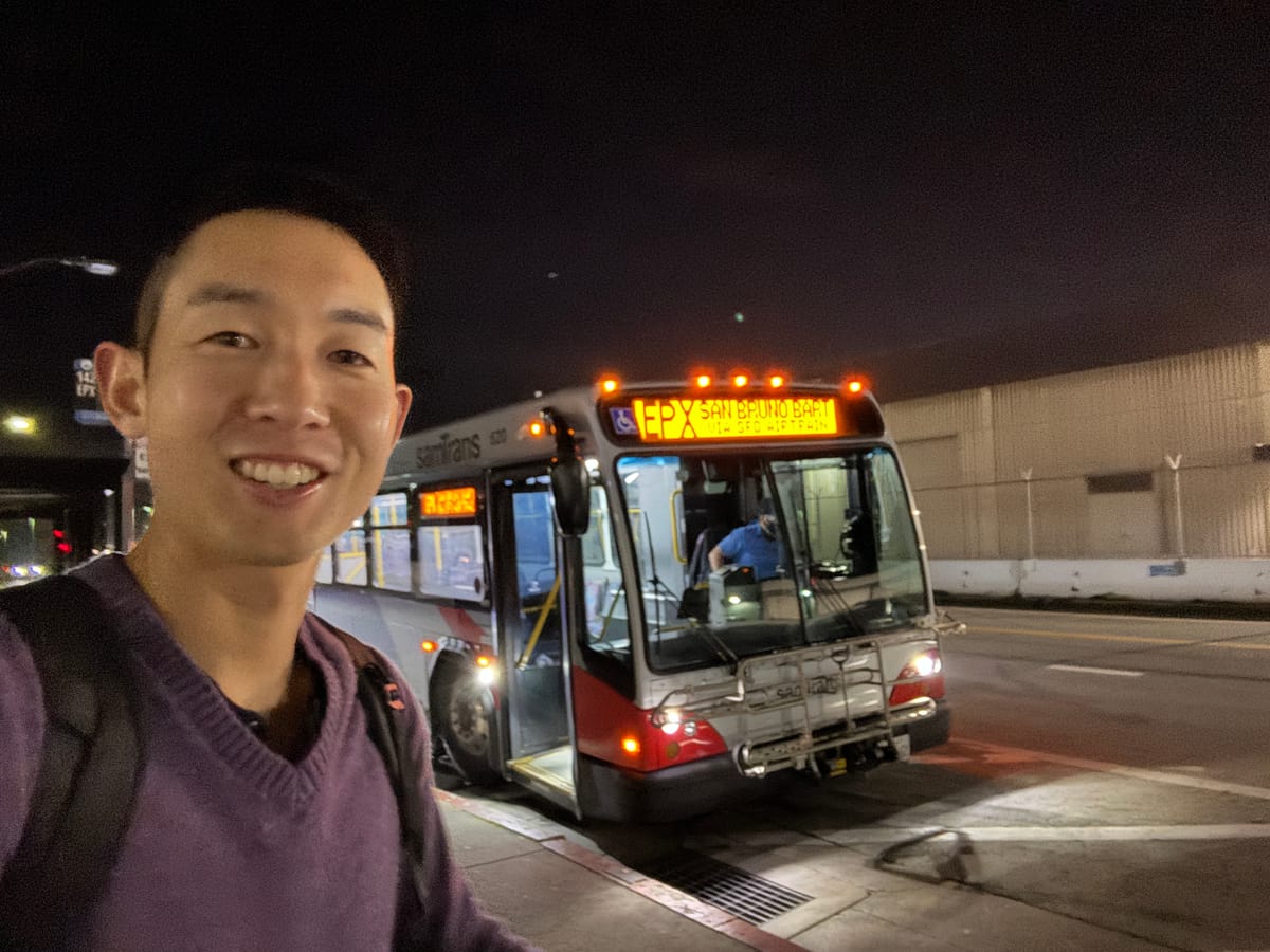 My First Ride on SamTrans EPX Bus From East Palo Alto to SFO Airport