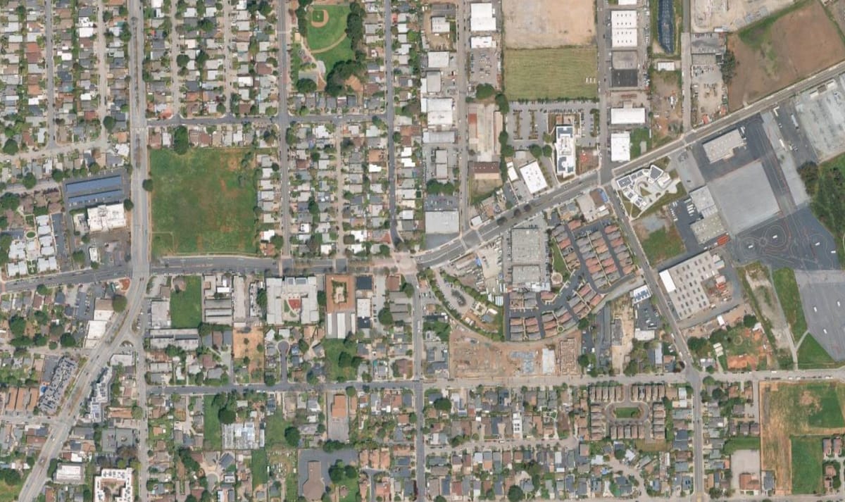 Google Maps satellite view of East Palo Alto